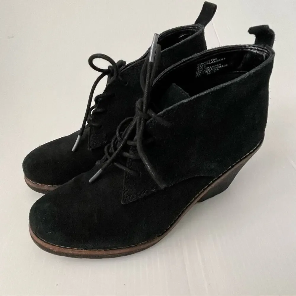 White Mountain Lambert suede leather lace up wedge booties size 8.5